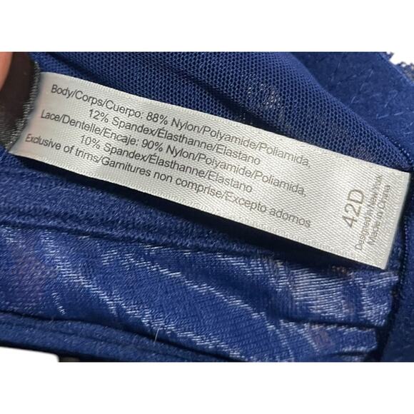 42D Adore Me Lace Front Closure Bra Blue Underwire Padded - Picture 11 of 11